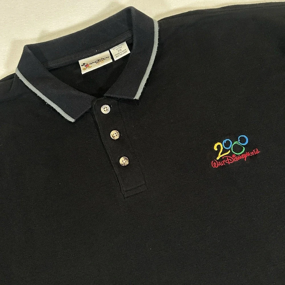 Vintage Walt Disney World 2000 Men's XXL Black Short Sleeve Golf Polo Shirt